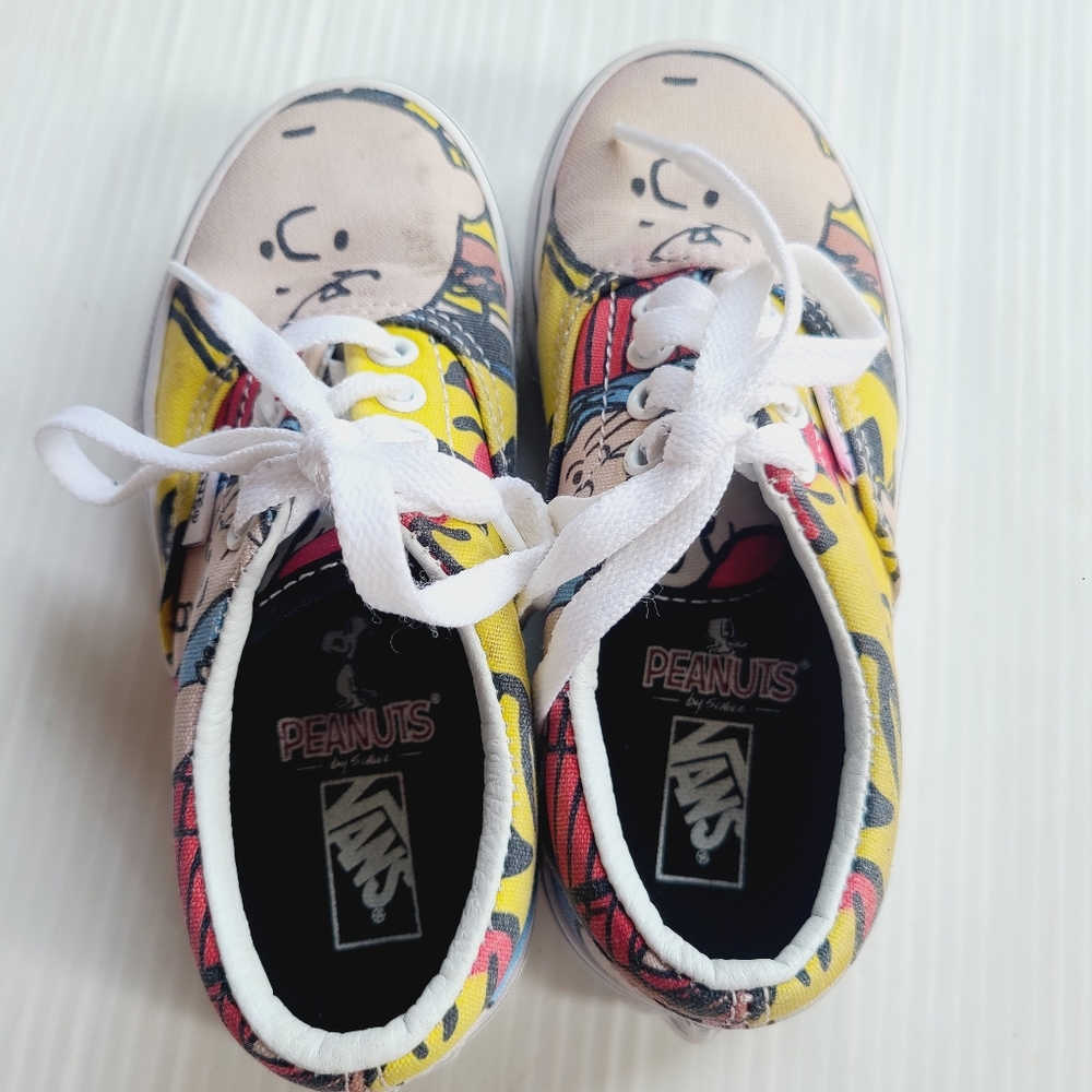 VANS x Peanuts kids Low Top Tie Shoes Sneakers Size 11 Toddler - Picture 6 of 9